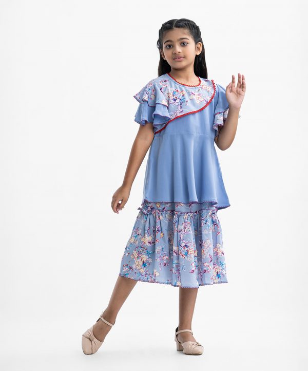 Blue  Georgette  Woven Set
