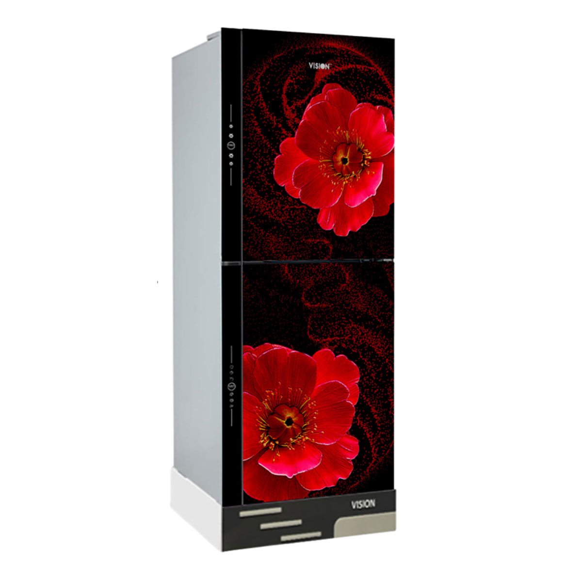 VISION Glass Door Refrigerator RE-142 Liter Red Flax Top Mount