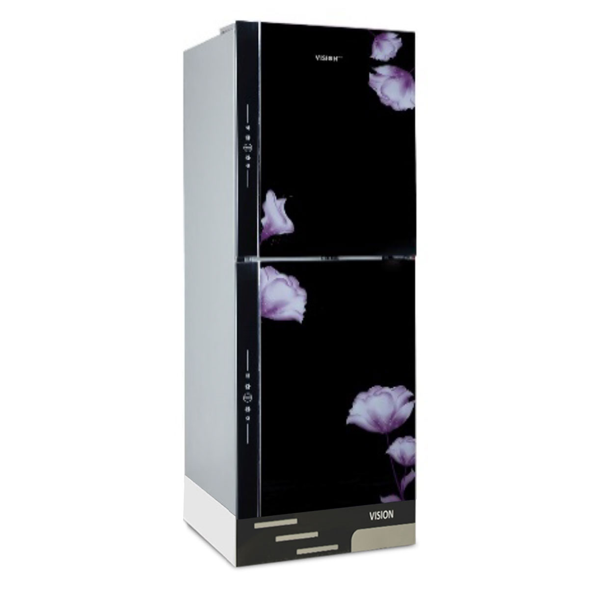 VISION Glass Door Refrigerator RE-240 Liter Mirror Purple Flower Top Mount