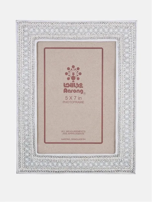 White Stone Studded Photo Frame