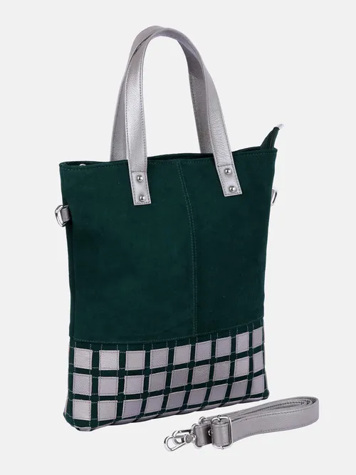 Green Appliqued Suede Leather Bag