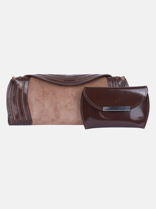 Brown Suede Leather Purse