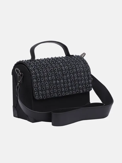 Black Embroidered Dupion Chosha Purse