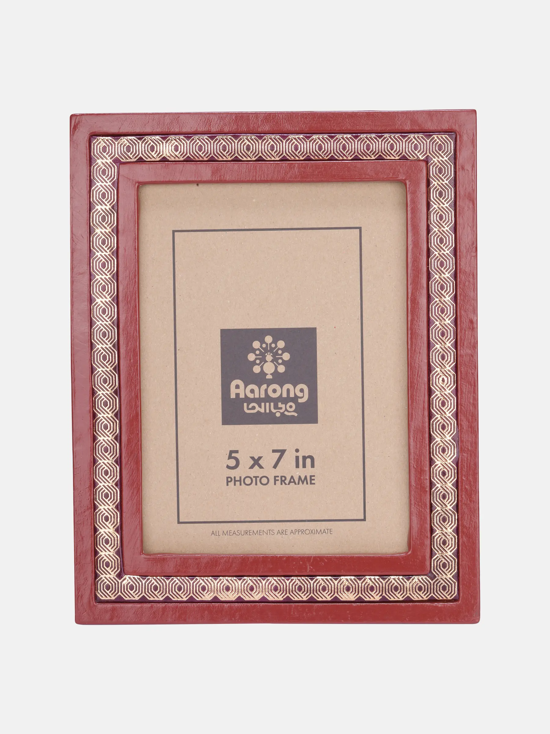 Brick Red Embossed Genuine Leather Photo Frame