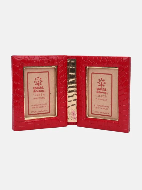 Red Faux Leather Folding Photo Frame