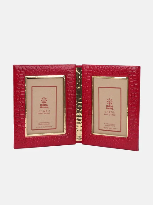 Red Embossed Leather Photo Frame