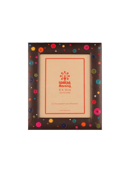 Deep Brown Polka Dot Leather Photo Frame