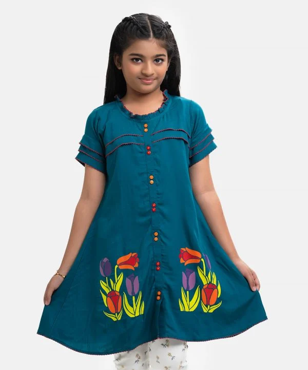 Teal Viscose Kids Tunic