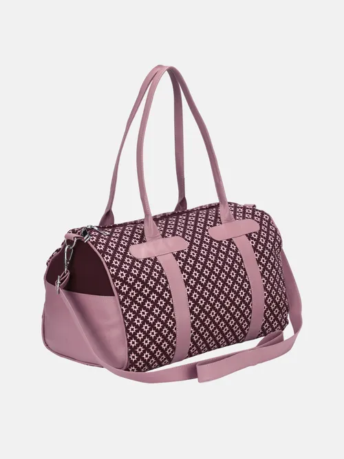 Maroon Printed Jute Travel Bag
