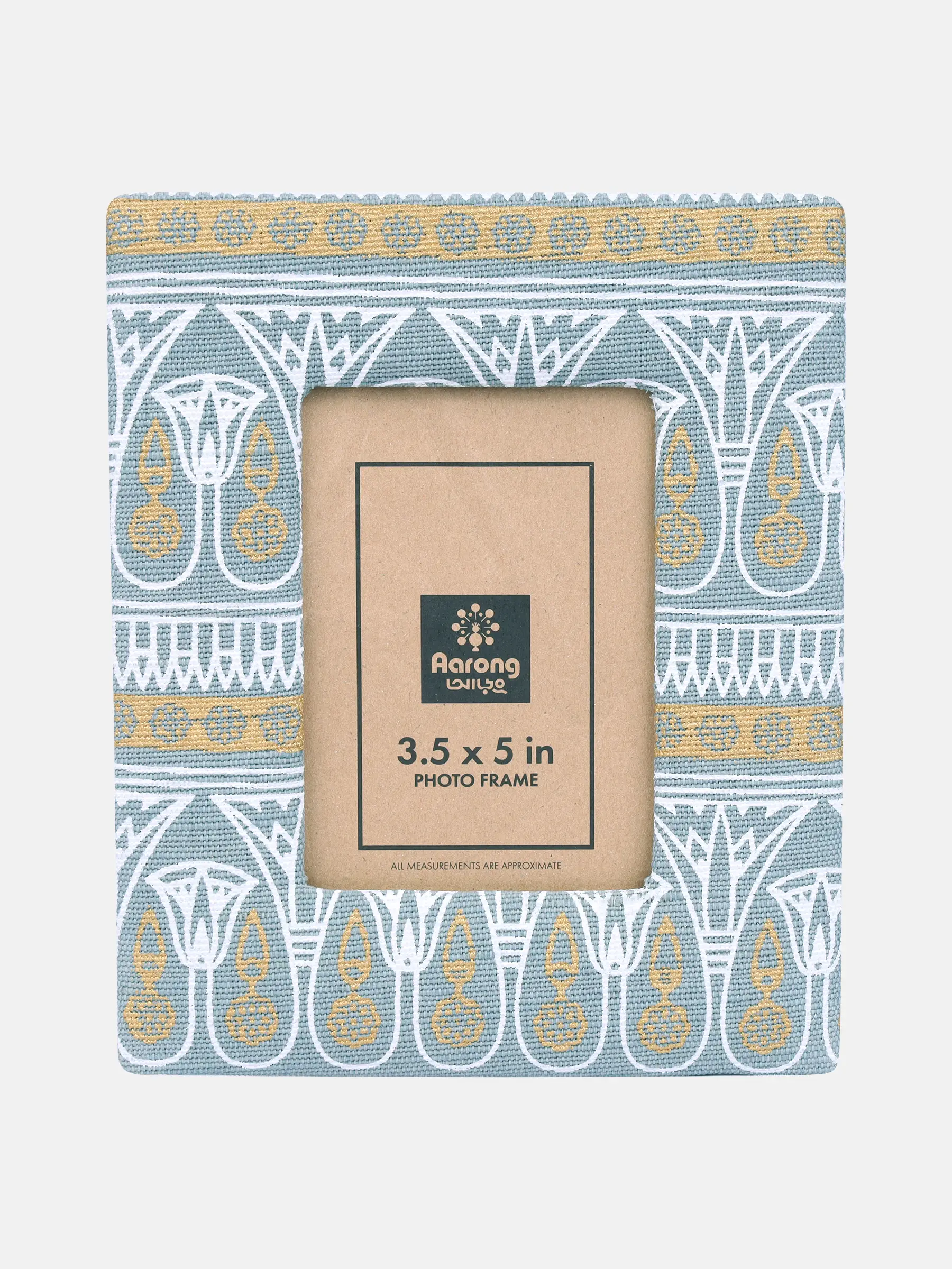 Blue-Grey Printed Jute Photo Frame- Medium
