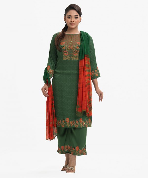 Green Georgette Straight Salwar Kameez