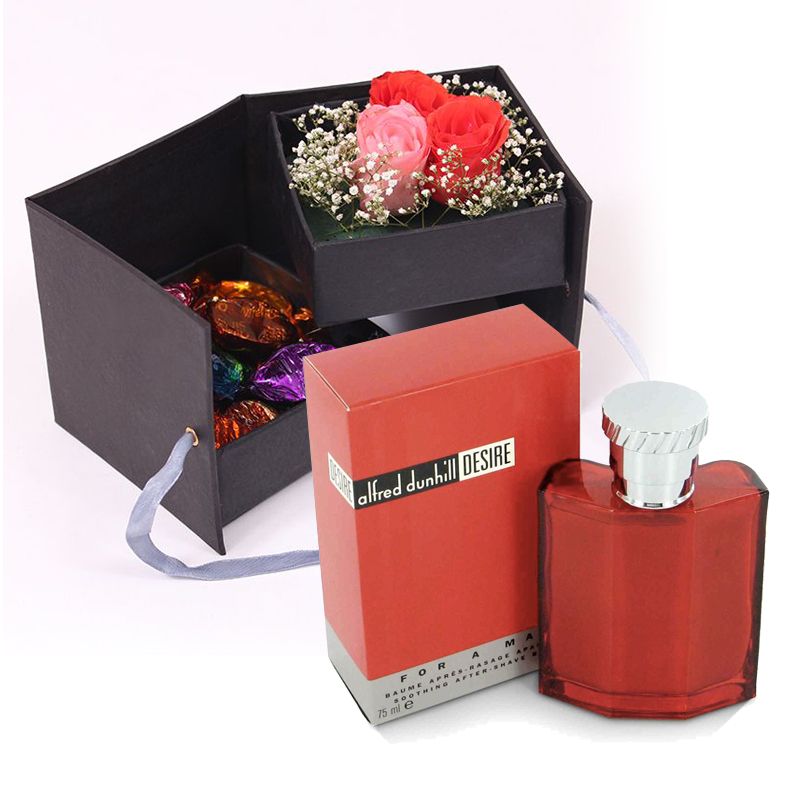 Roses & Chocolates In a Box with Perfume