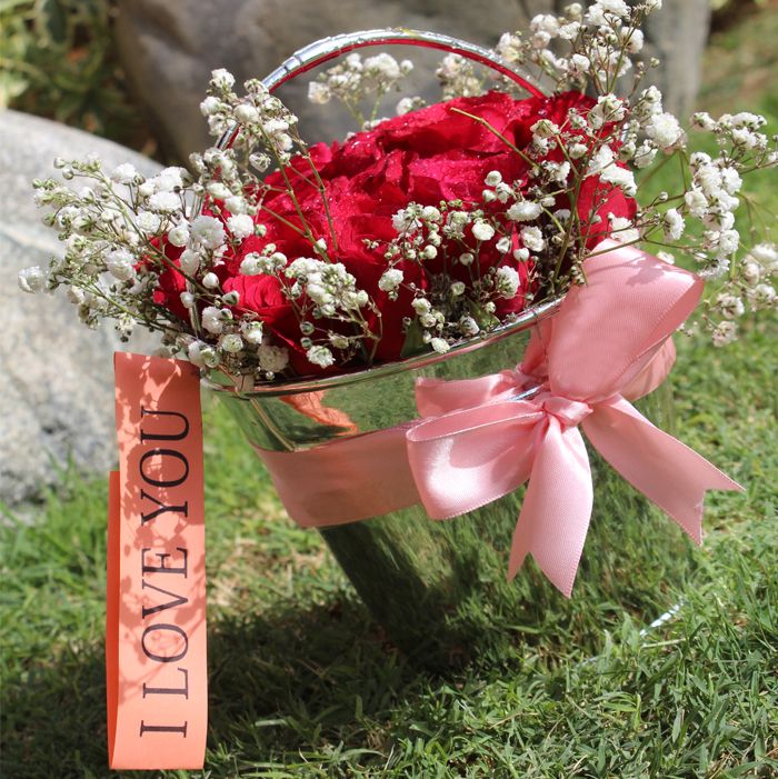 Bucket of Local Red Roses