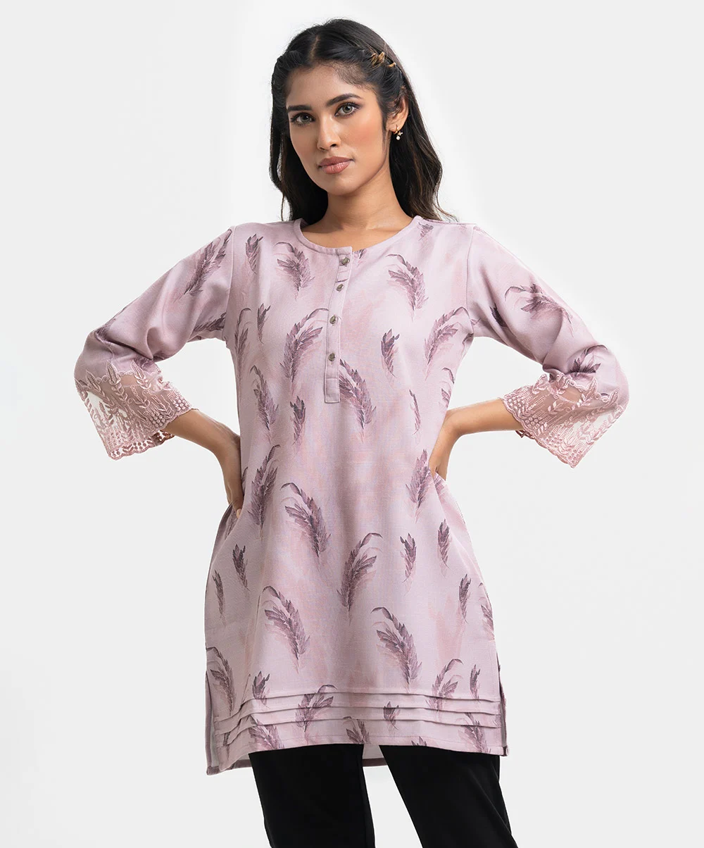 Pink Cotton Georgette Midi Tunic