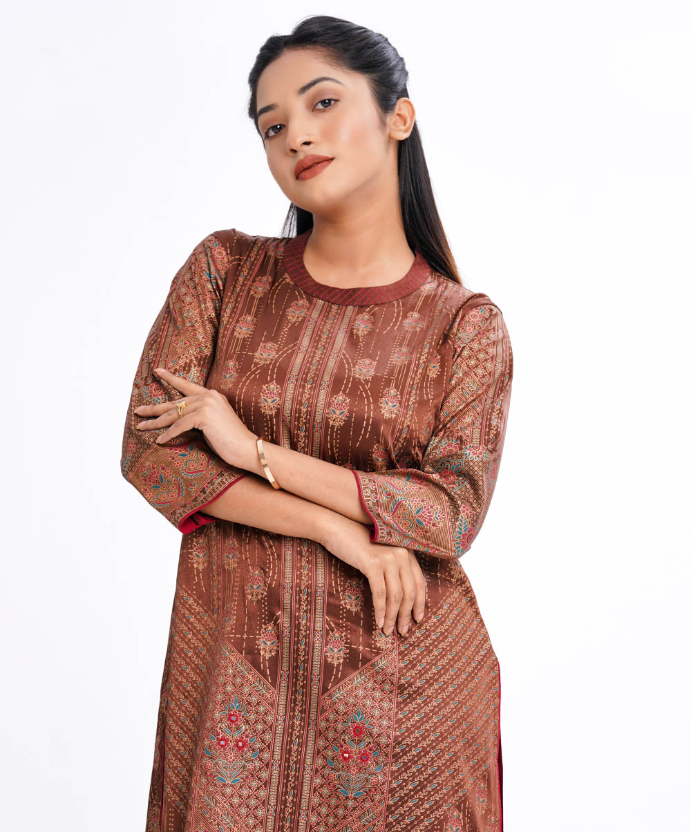 Brown Crepe Kameez