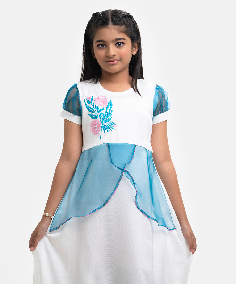 White Blended A-line Frock