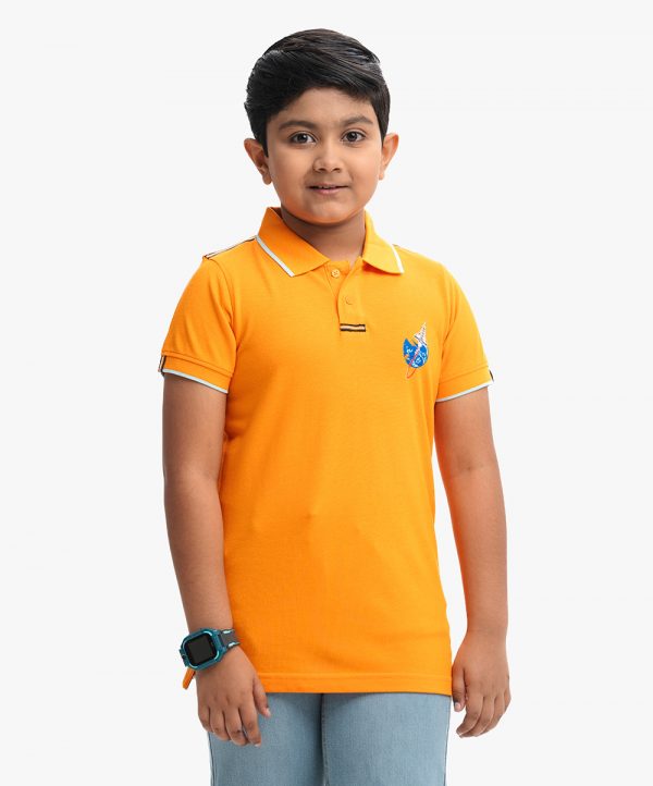 Orange Pique Short Sleeve Polo