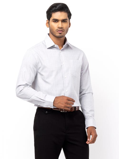 Grey Check Cotton Executive Formal Shirt