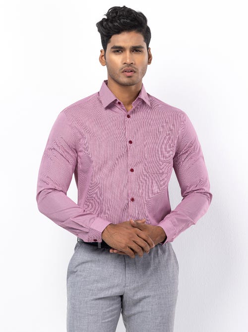 Maroon/White Cotton Executive Formal Shirt