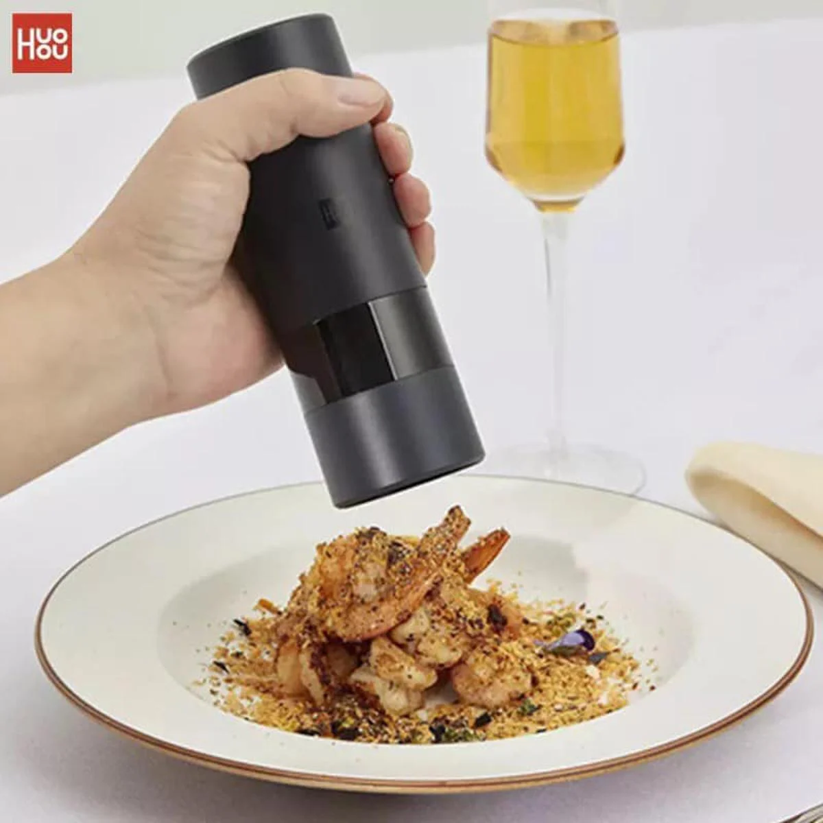 Xiaomi Huohou Electric Automatic Mill Pepper And Salt Grinder For Cooking - Black