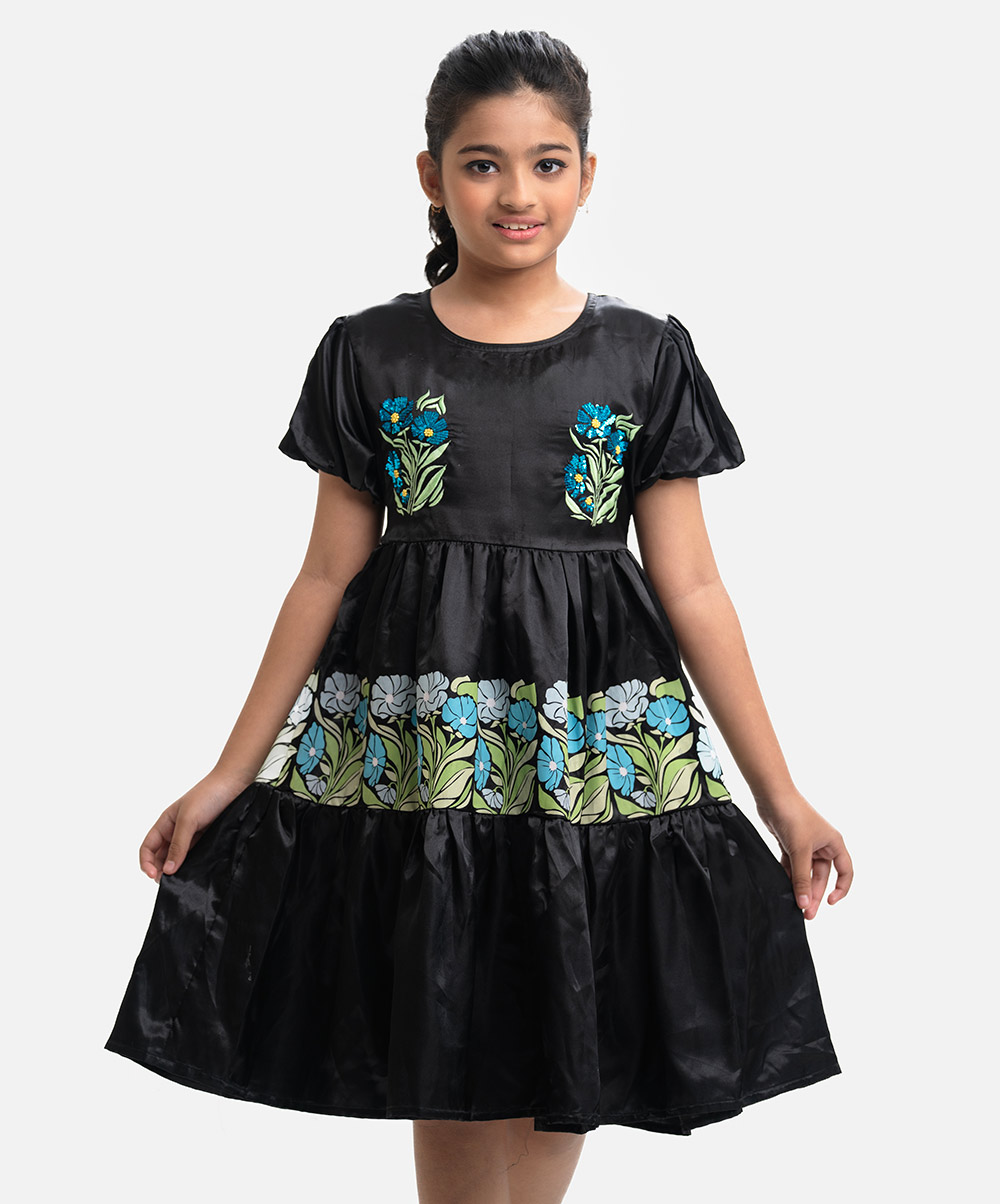 Black Faille A-line frock