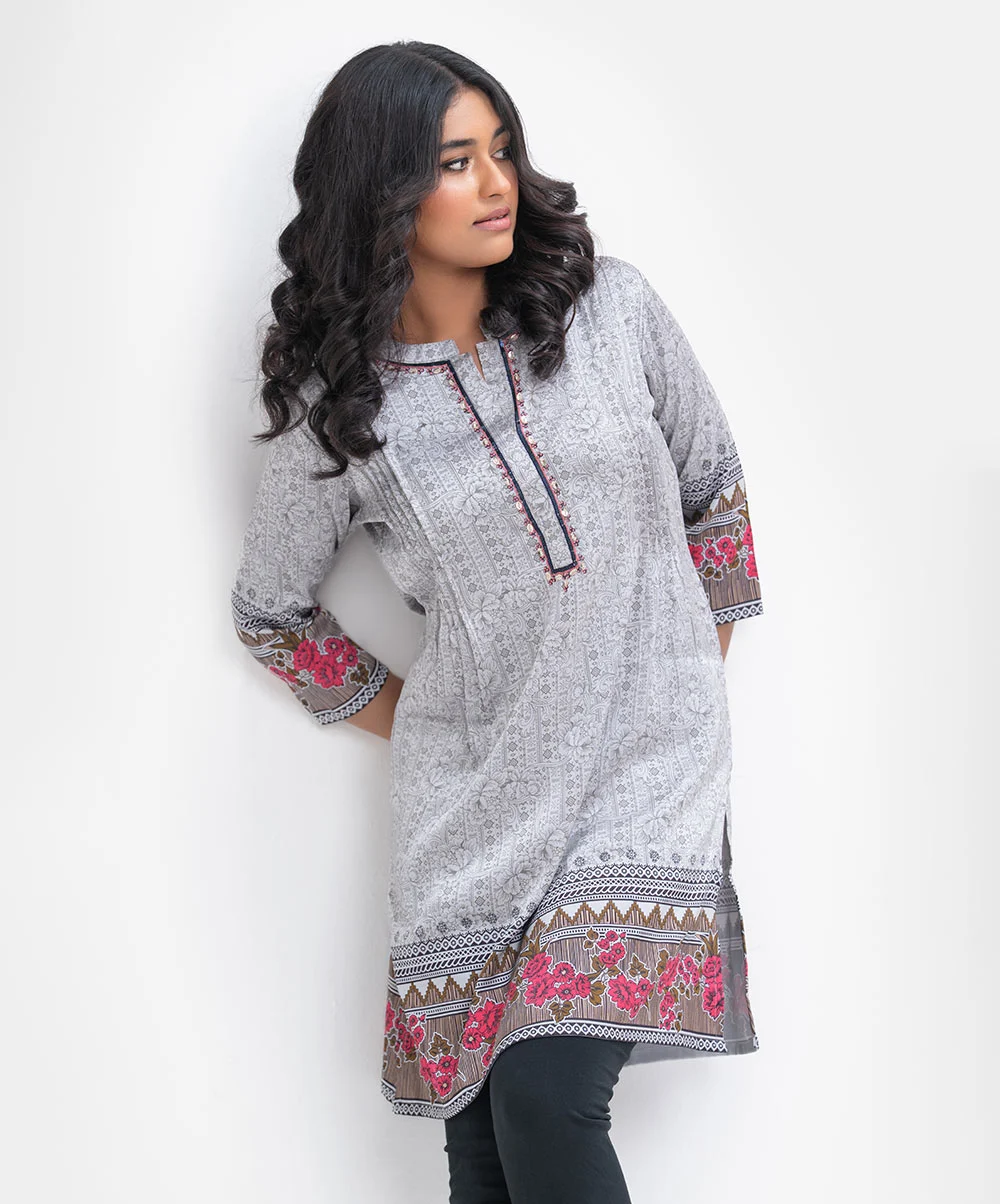 Gray Georgette A-line Tunic