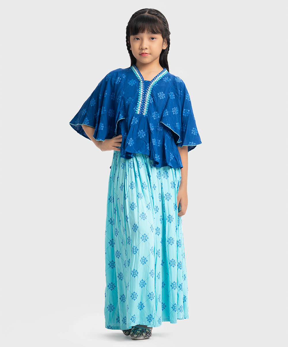Blue Viscose Ghagra Choli Set