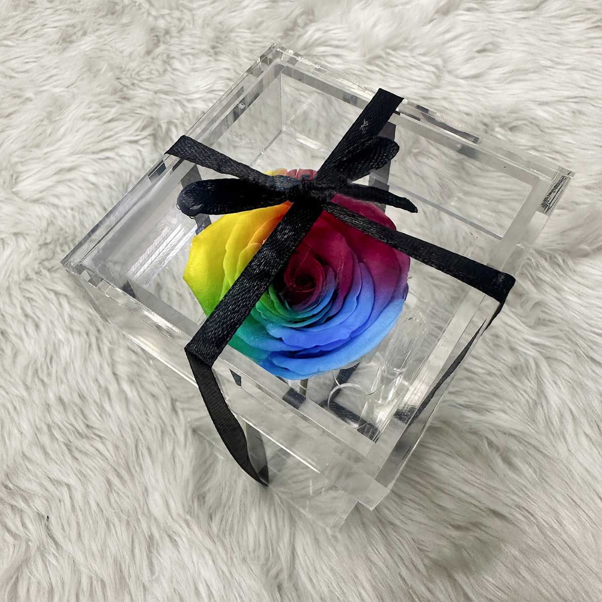 Single Eternal Multi Color Preserve Rose In An Acrylic Box | Send Gifts ...