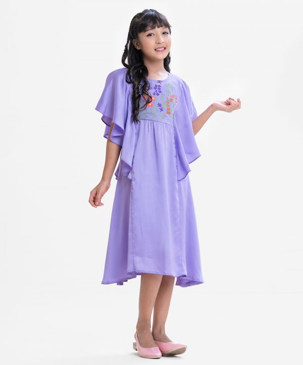 Purple Crepe A-line Frock