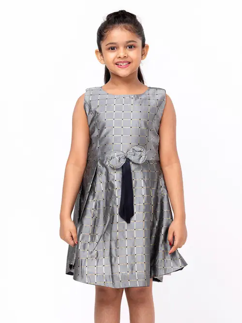 Grey Check Cotton Party Frock