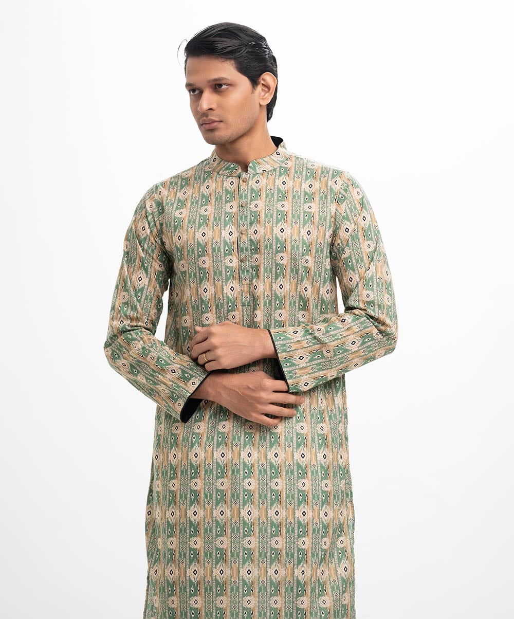 Printed Cotton Slim Fit Panjabi