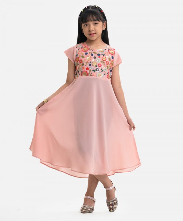 Pink Georgette A-line Frock