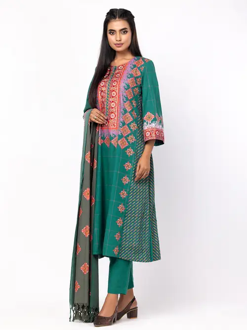 Green Embroidered Balkan Fusion Theme Shalwar Kameez