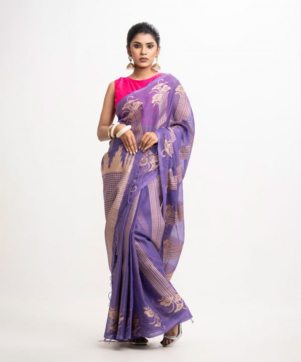 Purple Cotton Saree