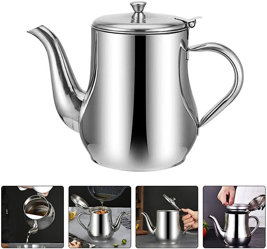 Stainless Steel Kitchen Oil Filter Pot 32oz