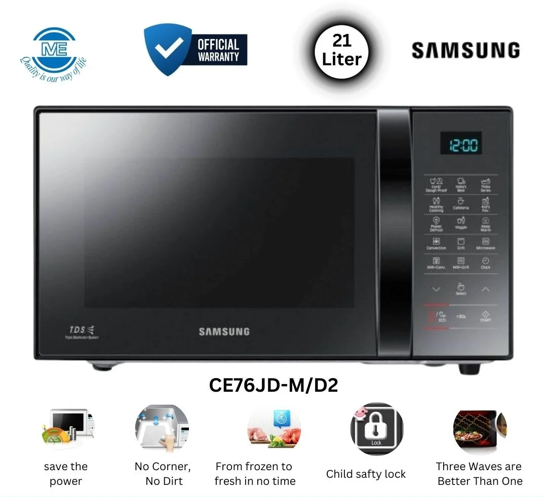 Samsung 21 Liter Grill Convection Microwave Oven with Ceramic Enamel Cavity (CE76JD-M/D2)