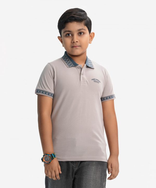 Gray Pique Short Sleeve Polo