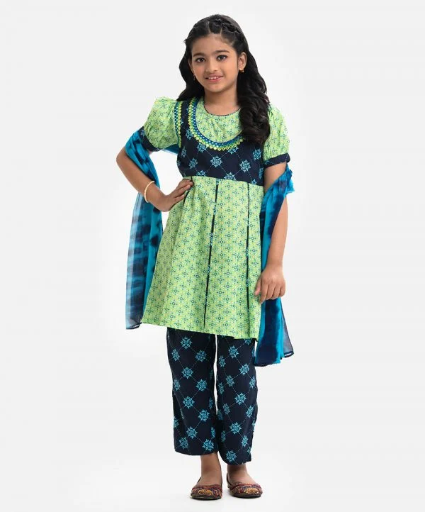 Blue Viscose A-line Salwar Kameez