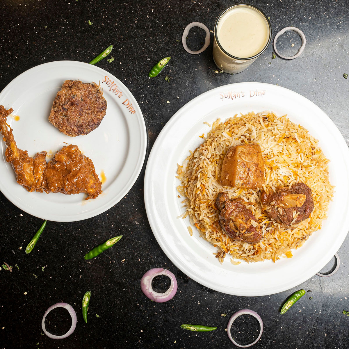 Basmati Kacchi Half with Chicken Roast, Borhani & Jali Kebab