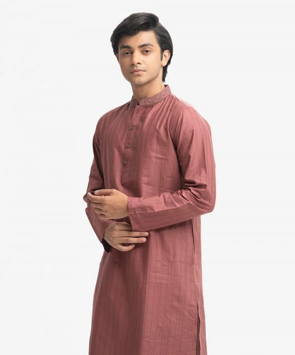 Pink Jacquard Semi Fitted Panjabi