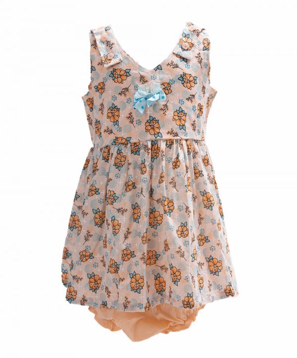 Peach Cotton Newborn Frock