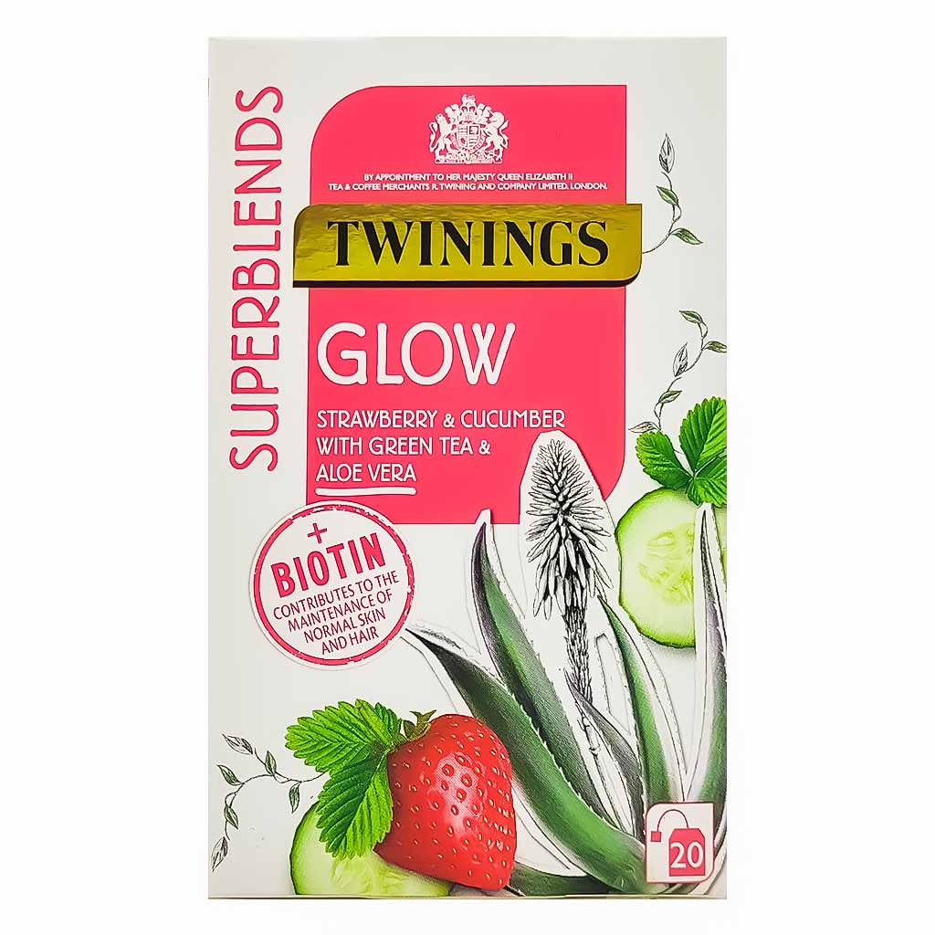 Twinings Glow Strawberry & Cucumber with Green Tea & Aloe Vera -40 gram (20 tea bags)