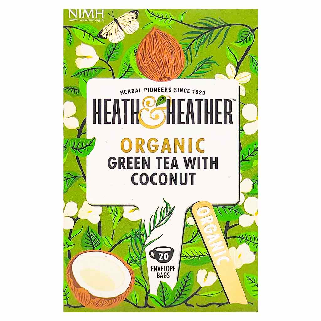 Heath & Heather Organic Green Tea with Coconut- 40 gram (20 envelopes)