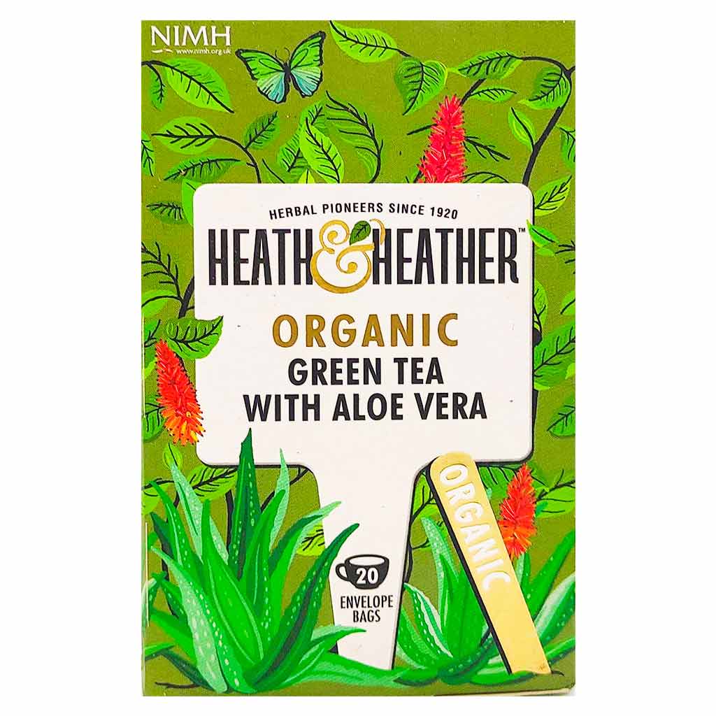 Heath & Heather Organic Green Tea with Aloe Vera- 40 gram (20 envelopes)
