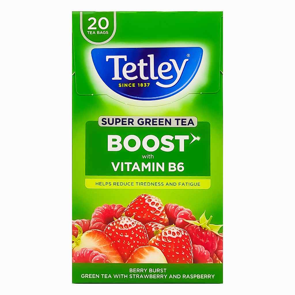 Tetley Super Green Tea Boost with Vitamin B6 -40 gram (20 tea bags)