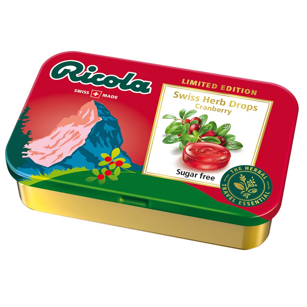 Ricola Cranberry Sugarfree Herb Drops Tin-75g