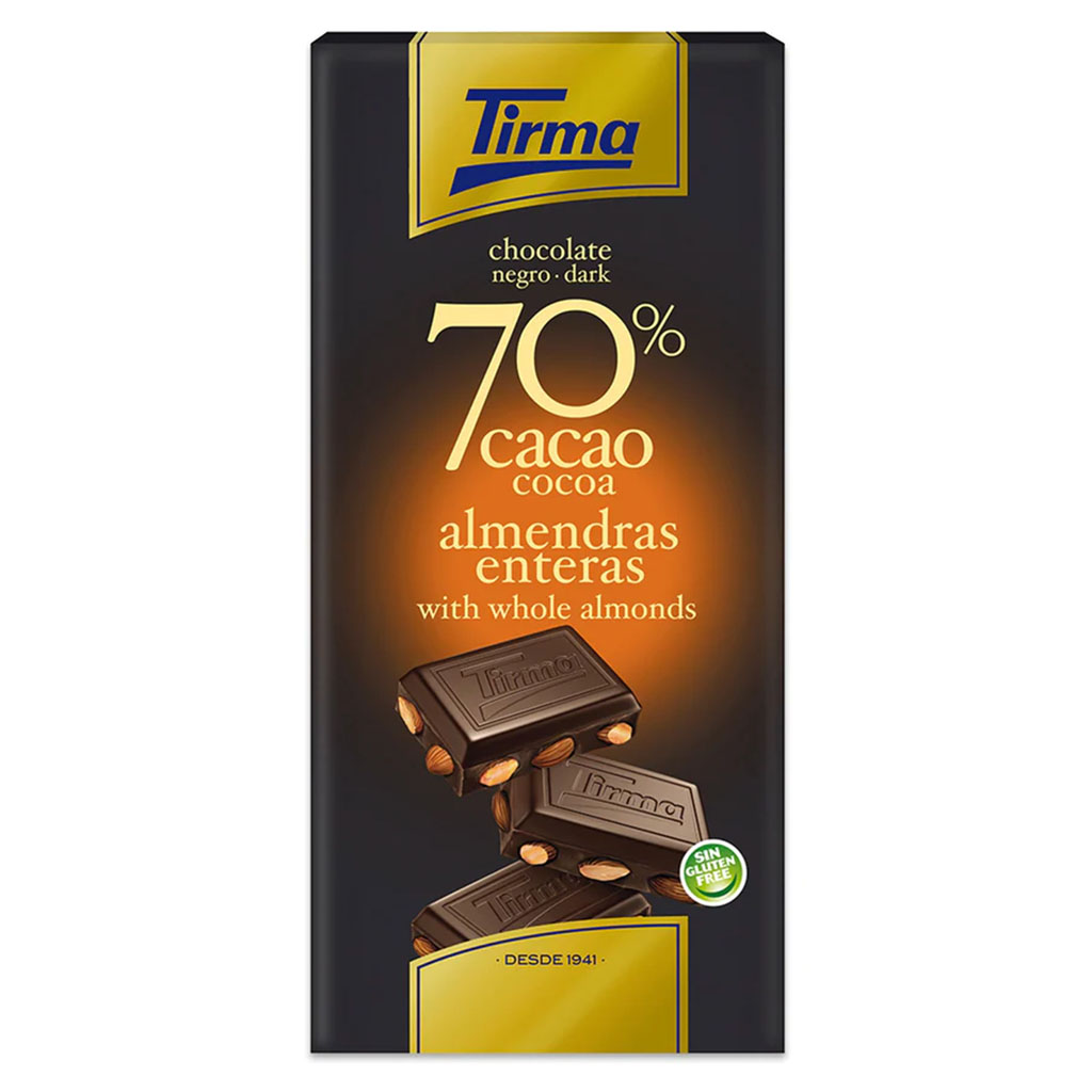 Tirma Dark 70% Cocoa with Whole Almonds- 125gram