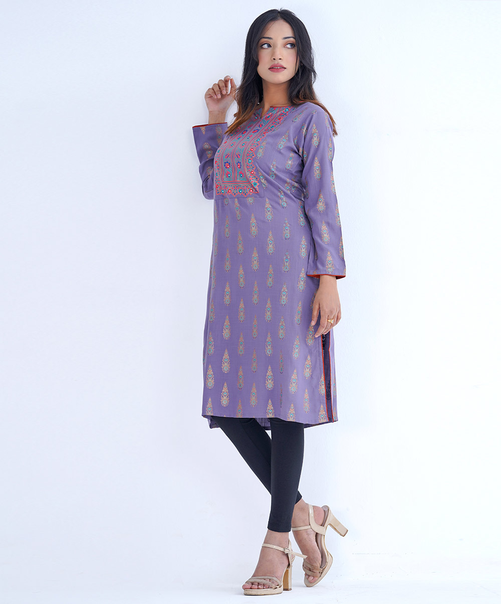 Gray Georgette Long Kameez