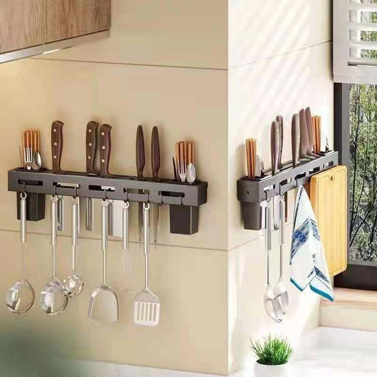 Kitchen Shelf Wall Mounted Kitchen Shelvese Holder Stainless Steel Hanging Organizer Wall Mounted Kitchen Organizer Chopstick Holder 50cm