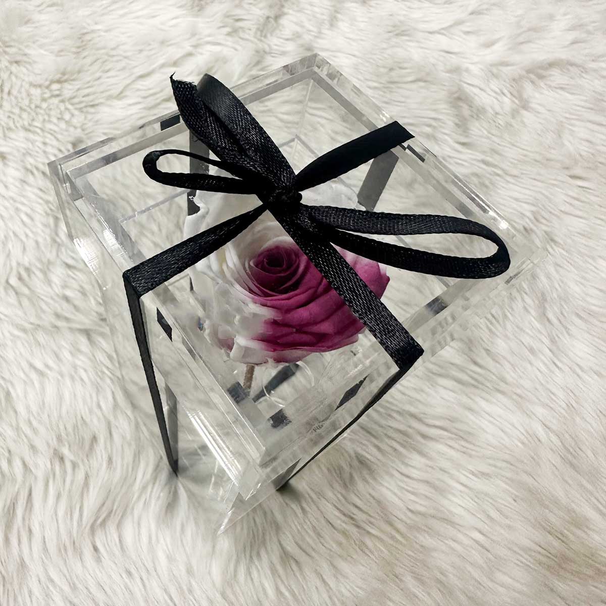 Premium Blue Preserved Rose Box With Jewelry